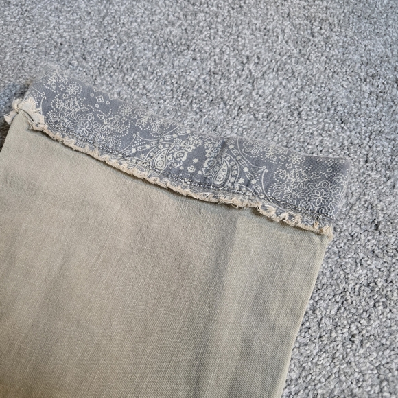 Easel Khaki Wideleg Paisley Cuff Denim 4 Pocket Boho Countryside Chic Coastal - Picture 4 of 10